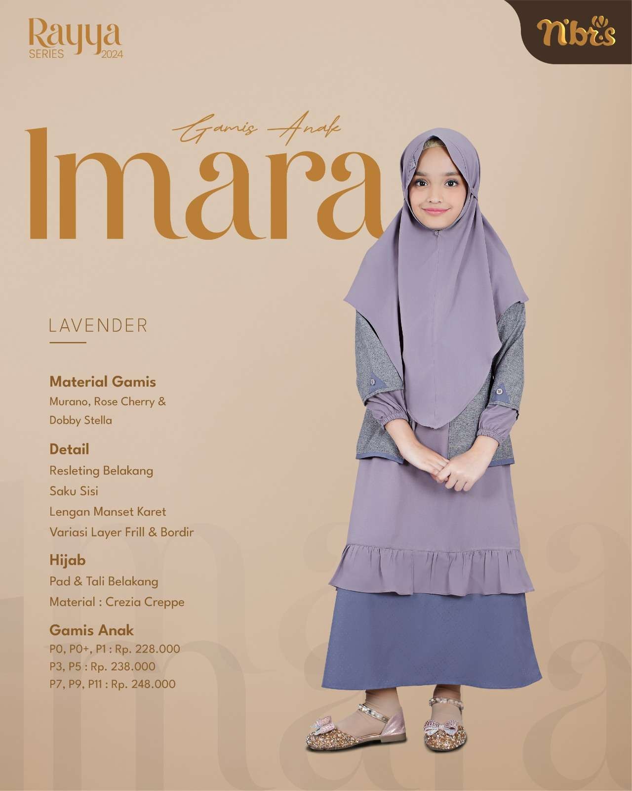 NIBRAS Gamis Anak Imara Lavender