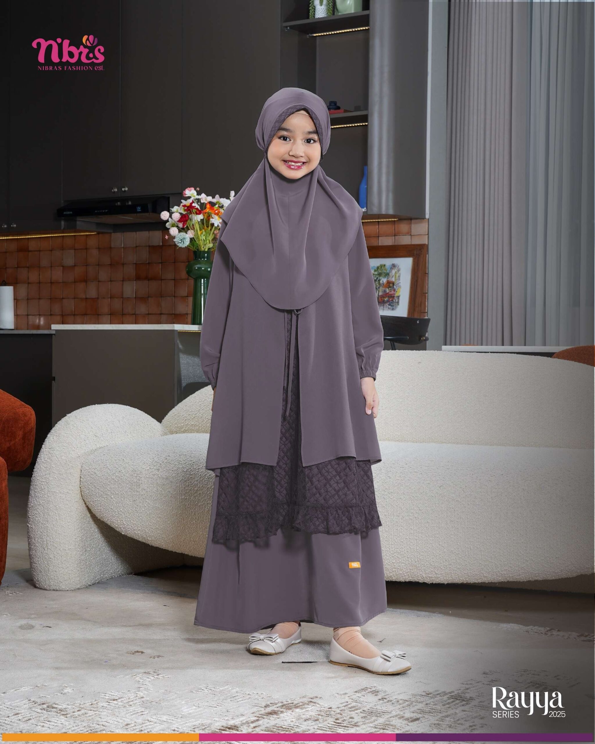 NIBRAS Gamis Anak Puspa Purple