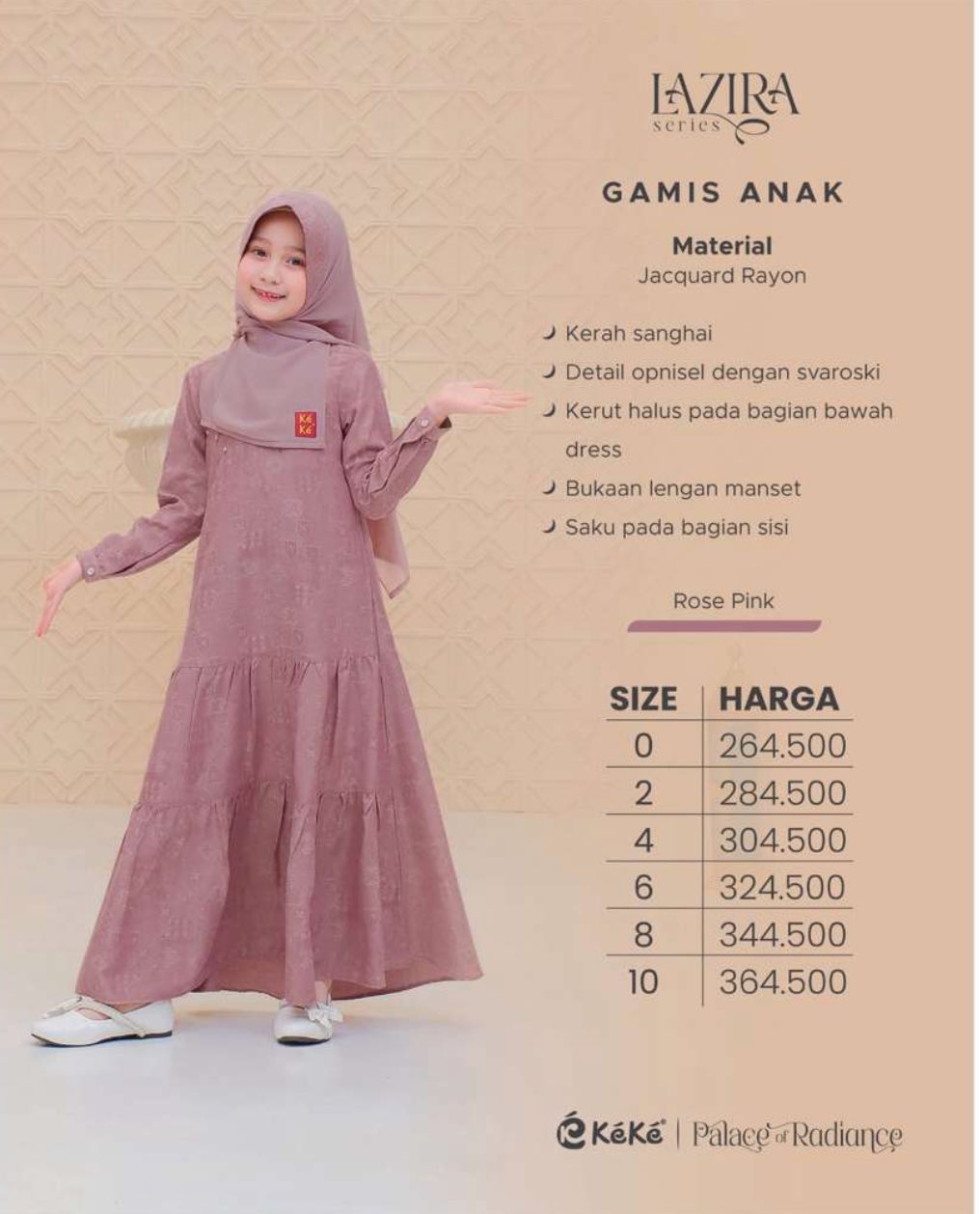 Keke Gamis Anak GAK SR Lazira Rose Pink