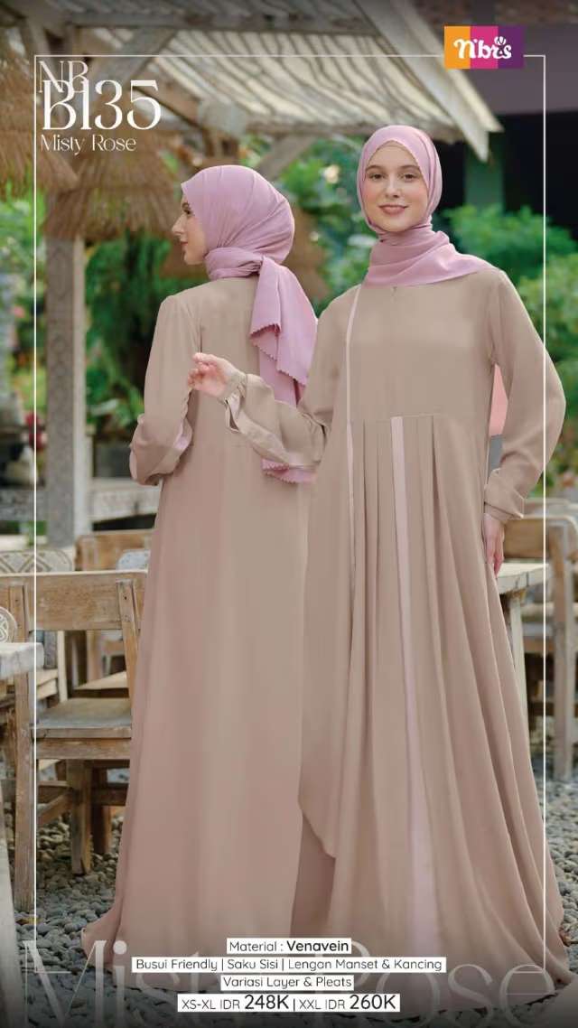 NIBRAS Gamis Dewasa NB B135 - Misty Rose