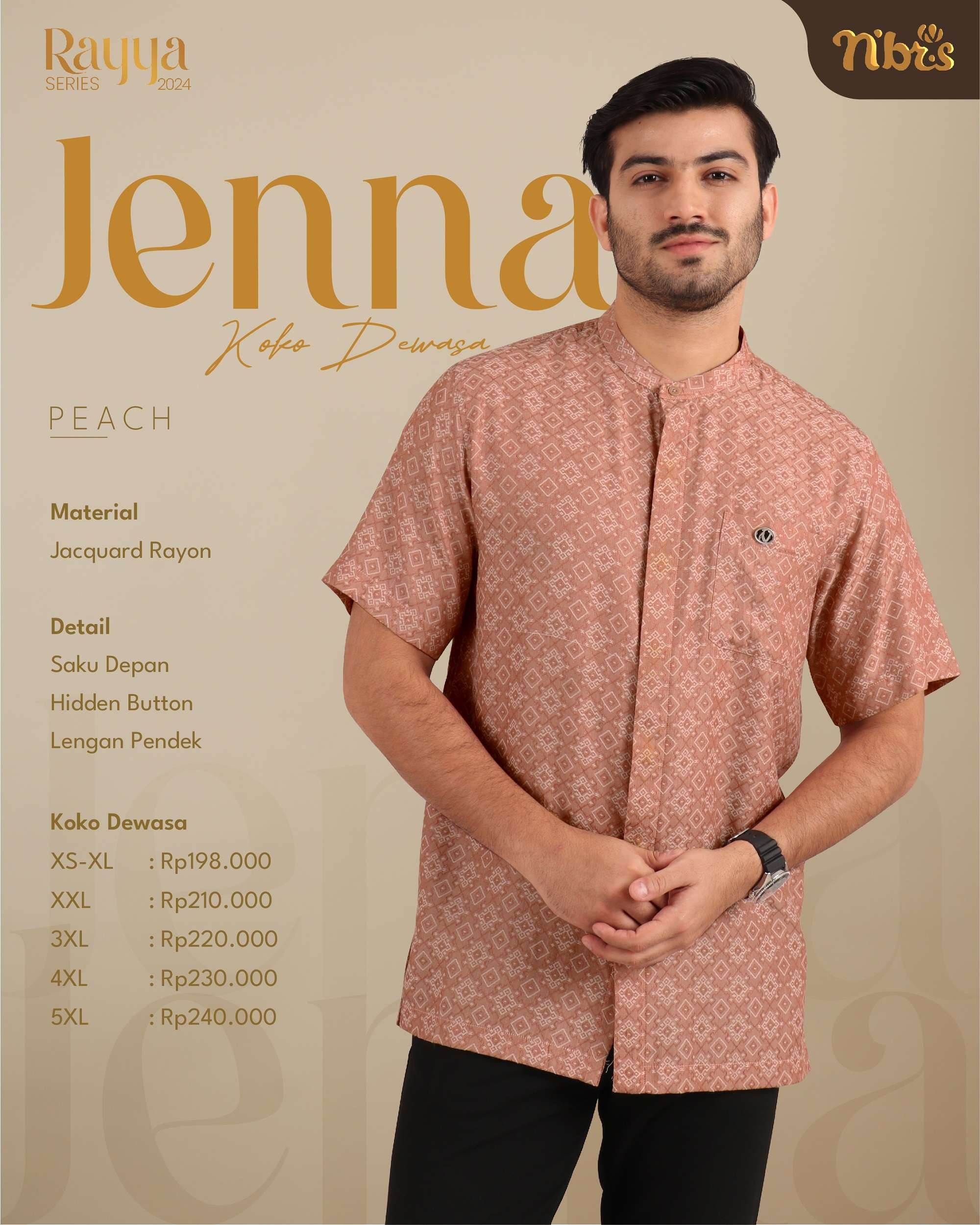 NIBRAS Koko Dewasa Pendek Jenna Peach