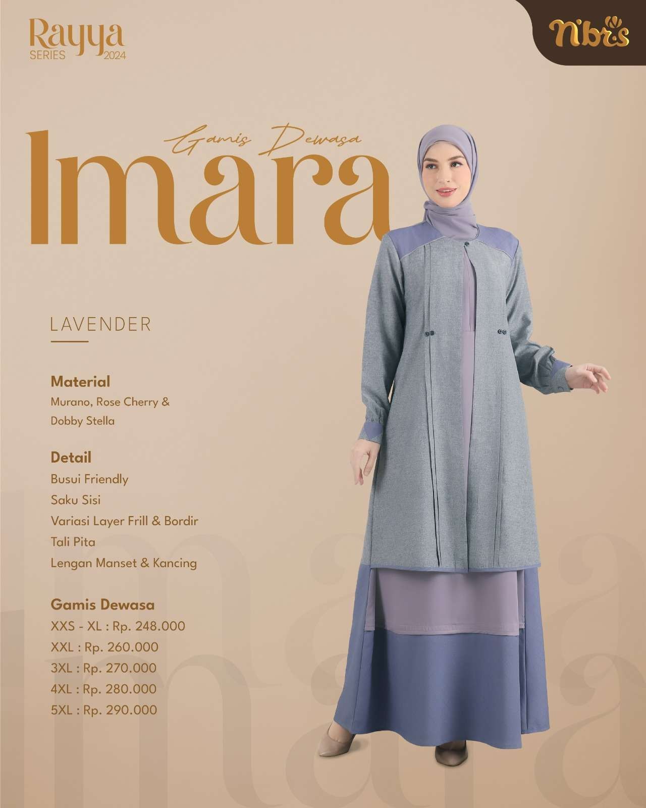 NIBRAS Gamis Dewasa Imara Lavender