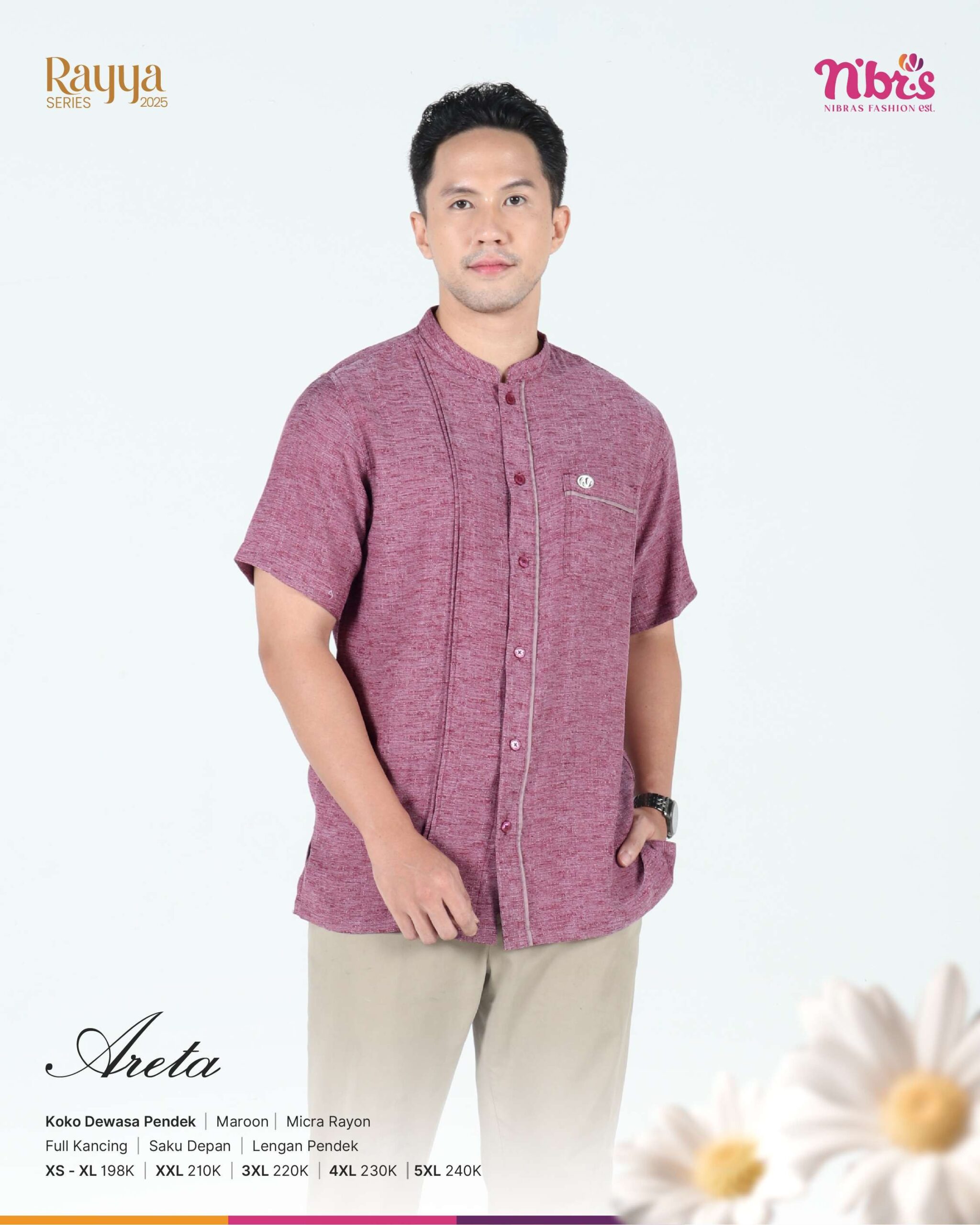 NIBRAS Koko Dewasa KD LPendek Areta Maroon
