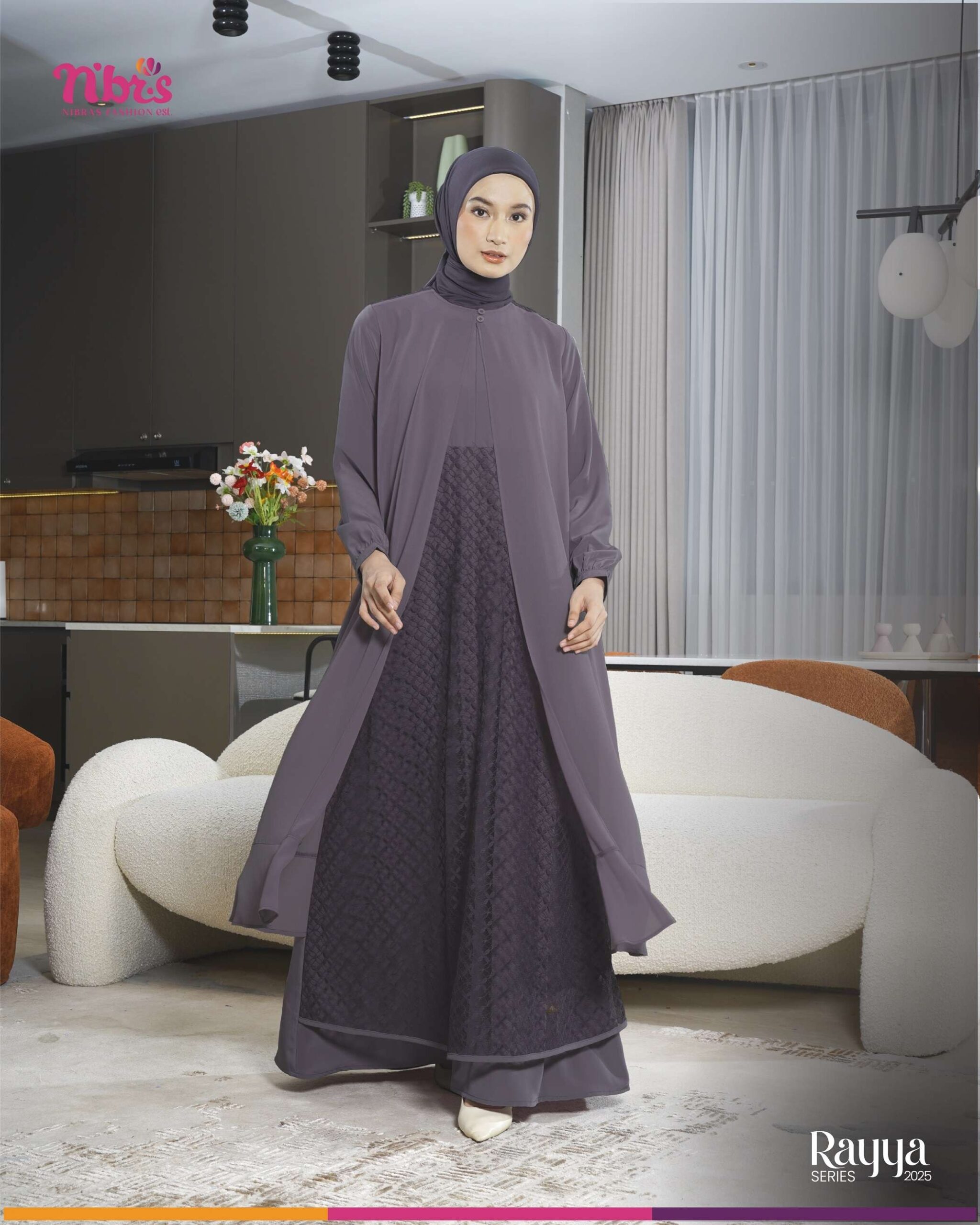 NIBRAS Gamis Dewasa Puspa Purple
