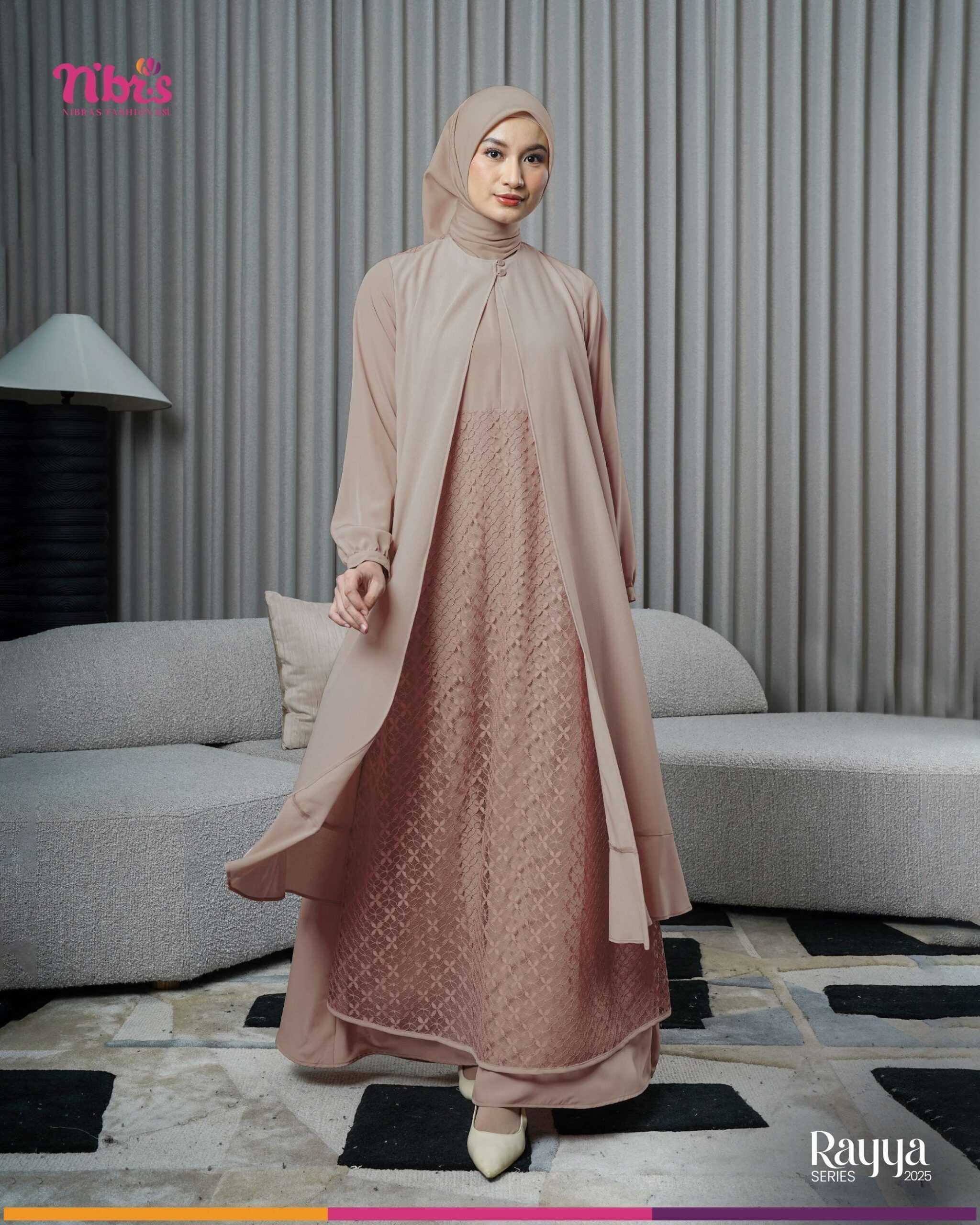 NIBRAS Gamis Dewasa Puspa Cream