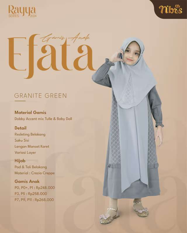 NIBRAS Gamis Anak EFATA - Granite Green