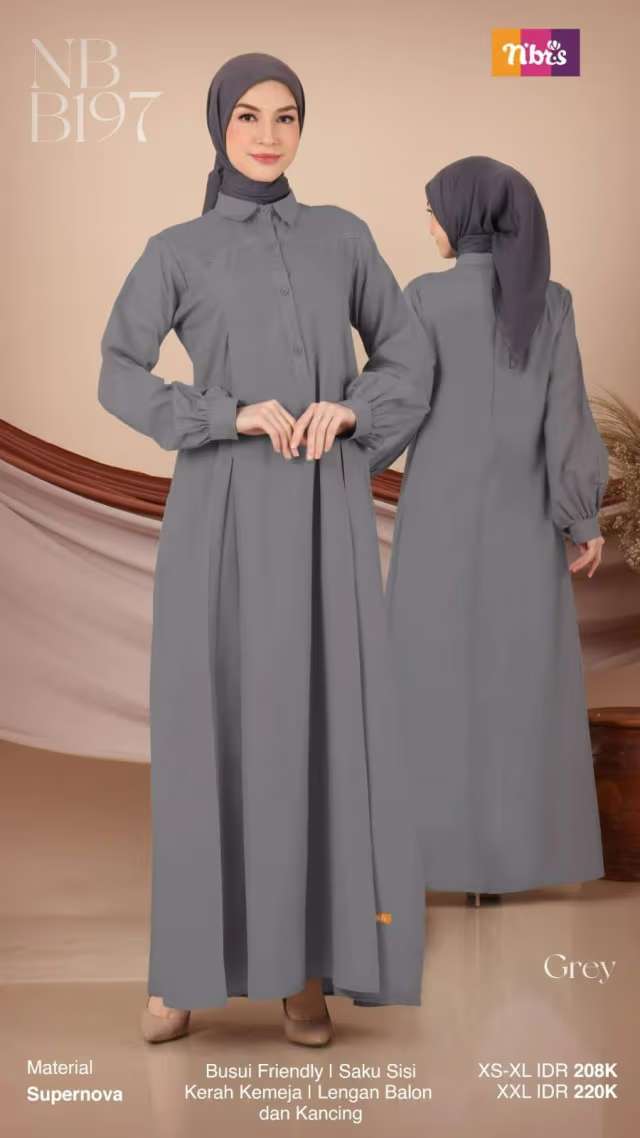 NIBRAS Gamis Dewasa NB B197 - Grey