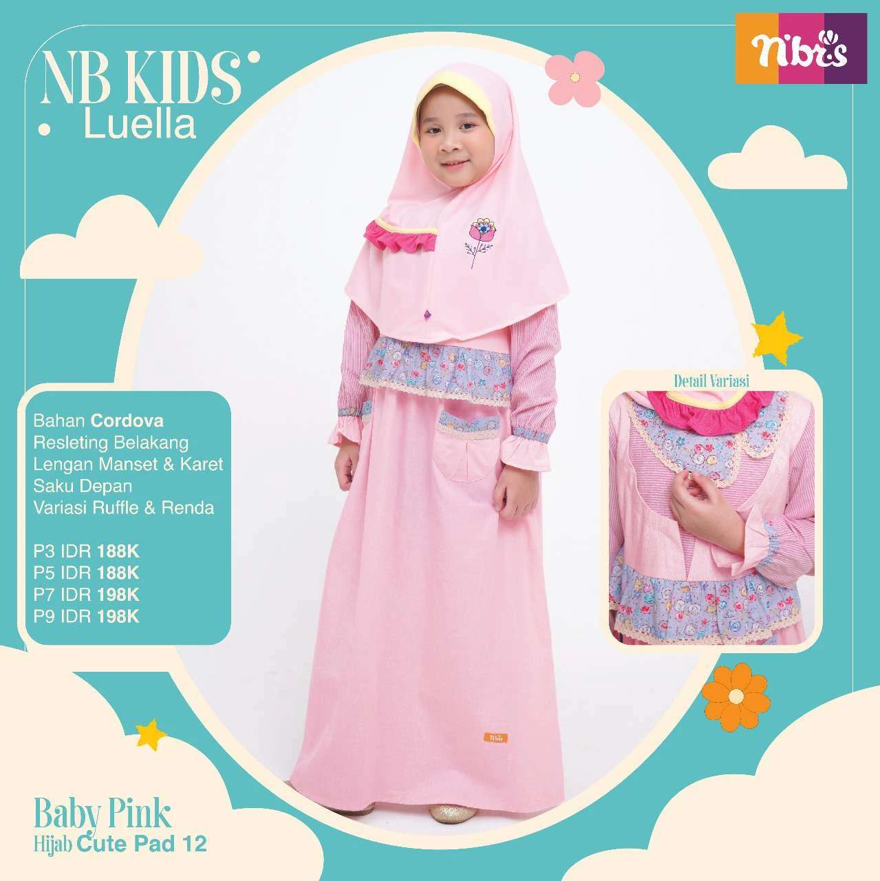 Nibras Gamis Anak LUELLA - Baby Pink