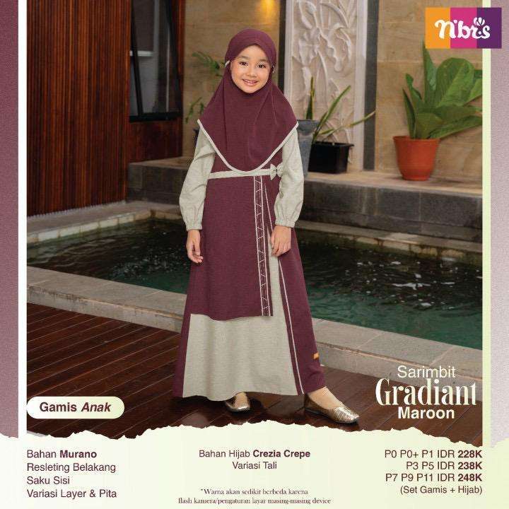 NIBRAS Gamis Anak GRADIANT - Maroon