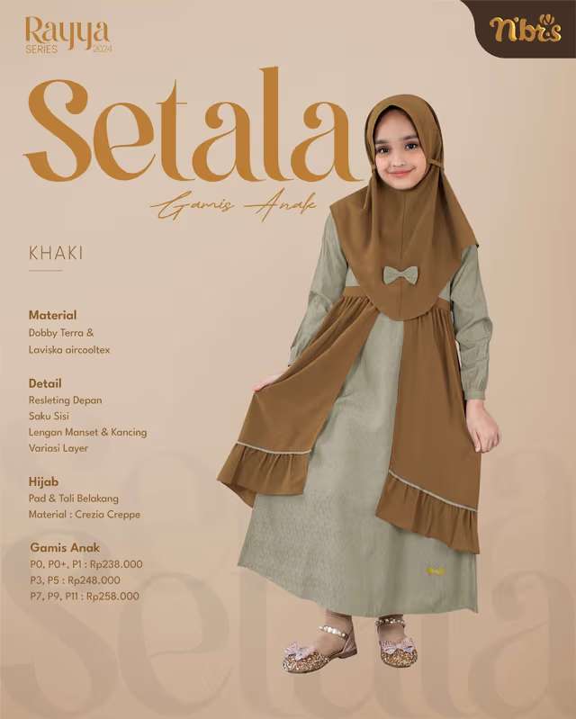 NIBRAS Gamis Anak SETALA - Khaki