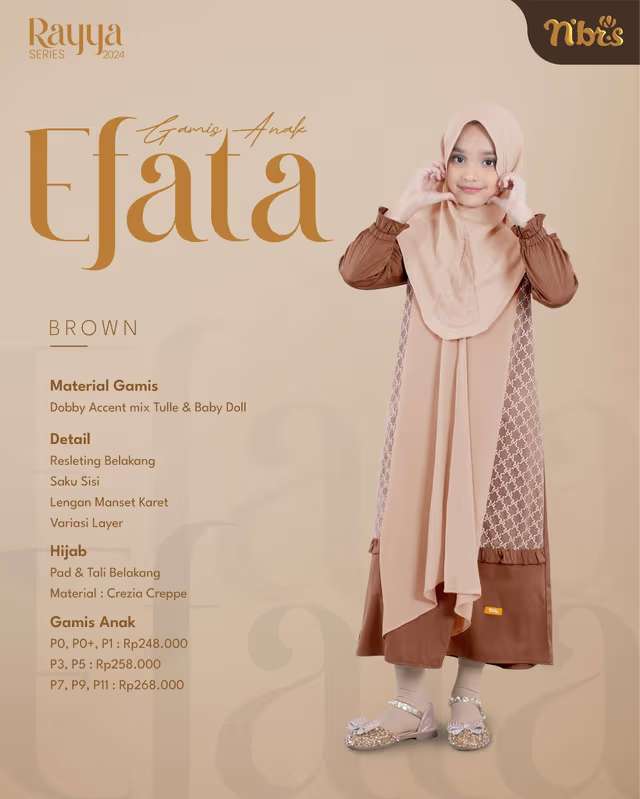NIBRAS Gamis Anak EFATA - Brown