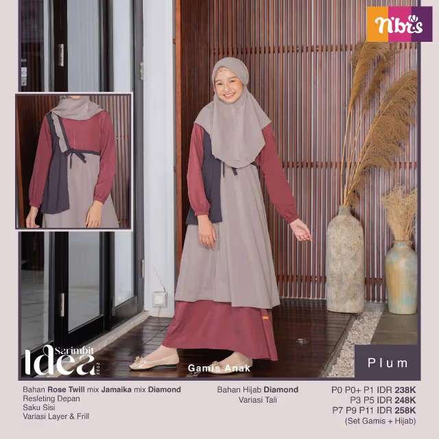 NIBRAS Gamis Anak IDEA - Plum