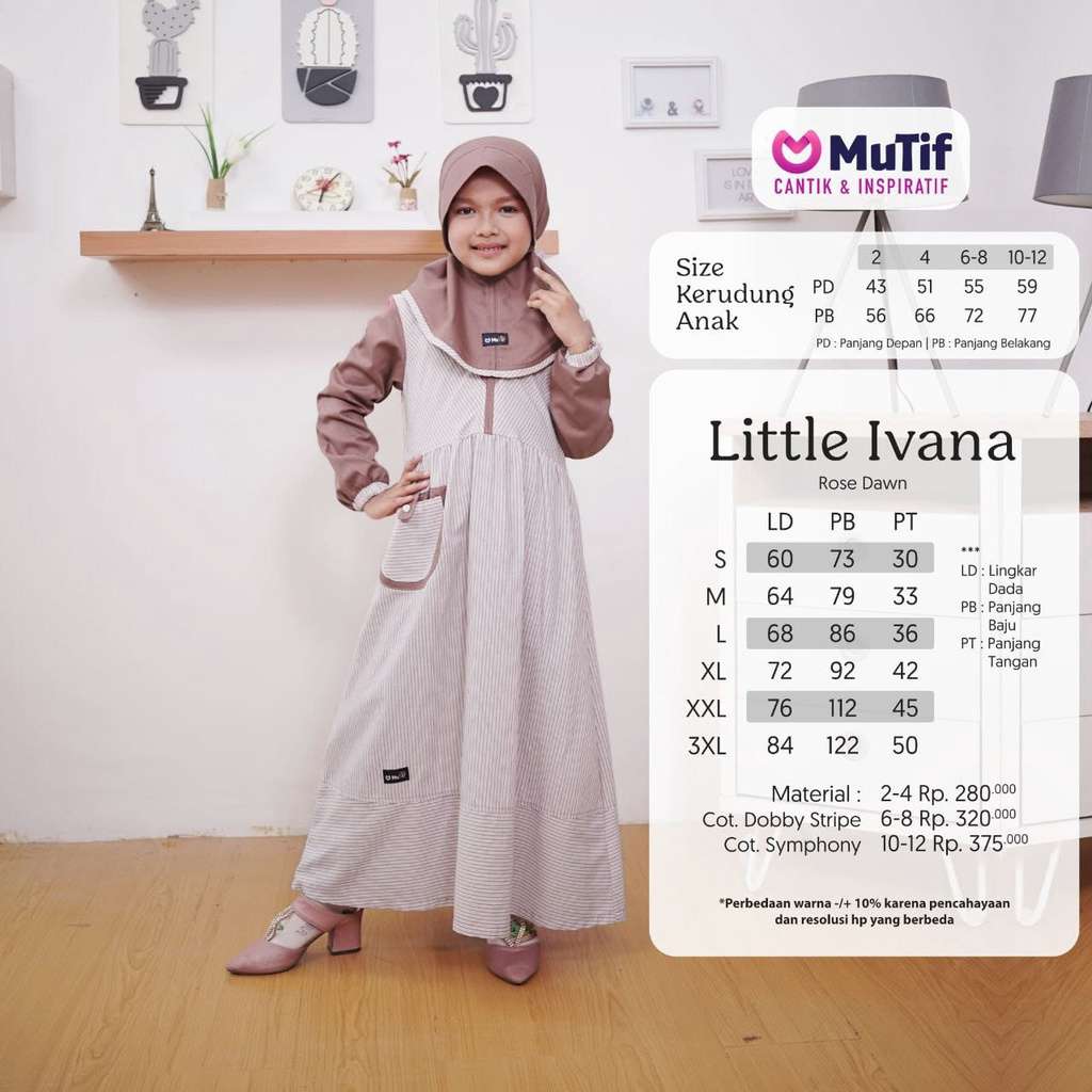 MUTIF Gamis Anak LITTLE IVANA DAWN - Dawn - De Rose