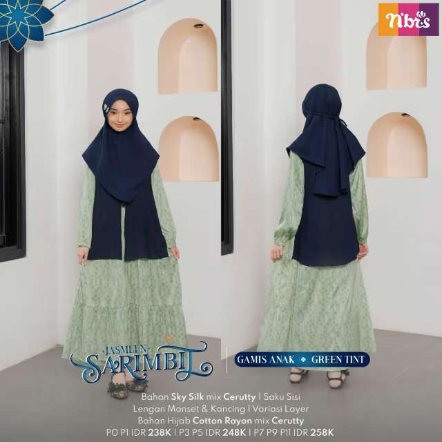 NIBRAS Gamis Anak JASMEEN - Green Tint